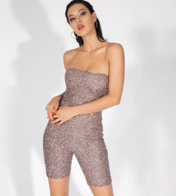 Kylie Jenner Birthday Glitter Rose Gold Jumpsuit Size 8-10