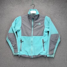 The North Face Denali Jacket Girls Medium Blue Full Zip Fleece Outdoor FLAWS