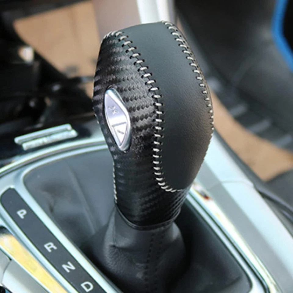 Cubierta de perilla de cambio de marchas de fibra de carbono PU para Ford Focus Fiesta Fusion 2012-2016 Foto 4 de 4