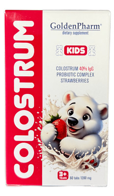 Golden Pharm Colostrum für Kinder 60 Tabletten Probiotisch Erdbeere