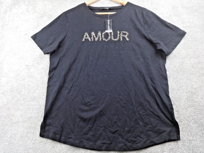 Select T-Shirt Damen Large schwarz Spruch Diamanten lässig Baumwolle Top neu mit Etikett kostenloser Versand