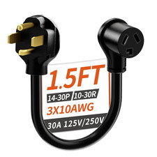 1.5FT 30AMP 125V/250V 3 Prong to 4 Prong Dryer Adapter, NEMA 14-30P Male to 10-3