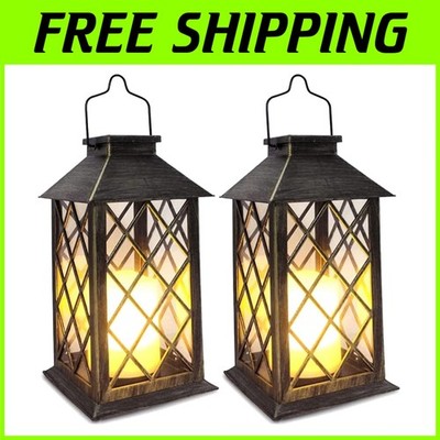 Solar Lanterns 2-Pack, 14 Inch Waterproof LED Mission Lights