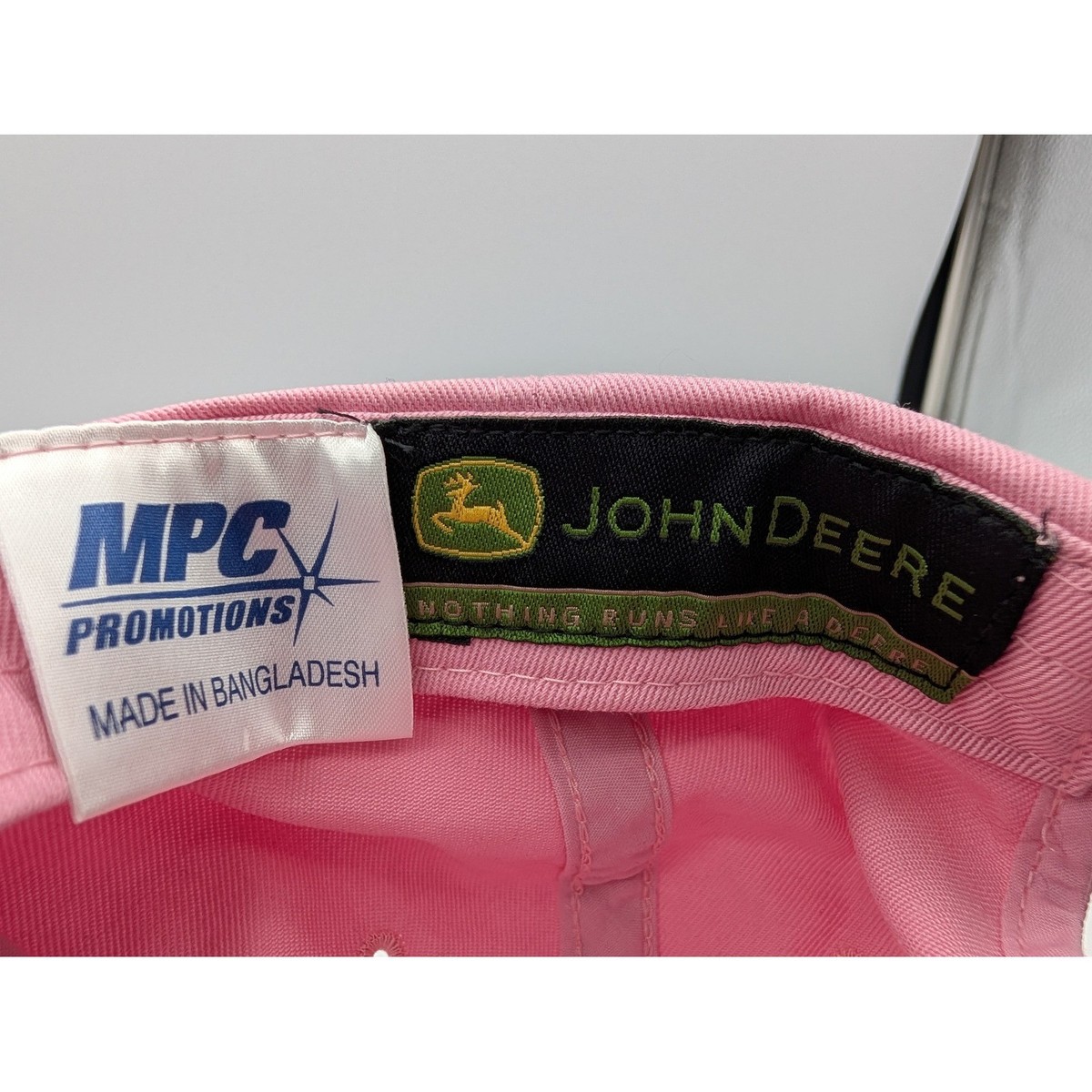 John Deere Pink Cotton Adjustable Baseball Cap Hat Embroidered Logo MPC View 6