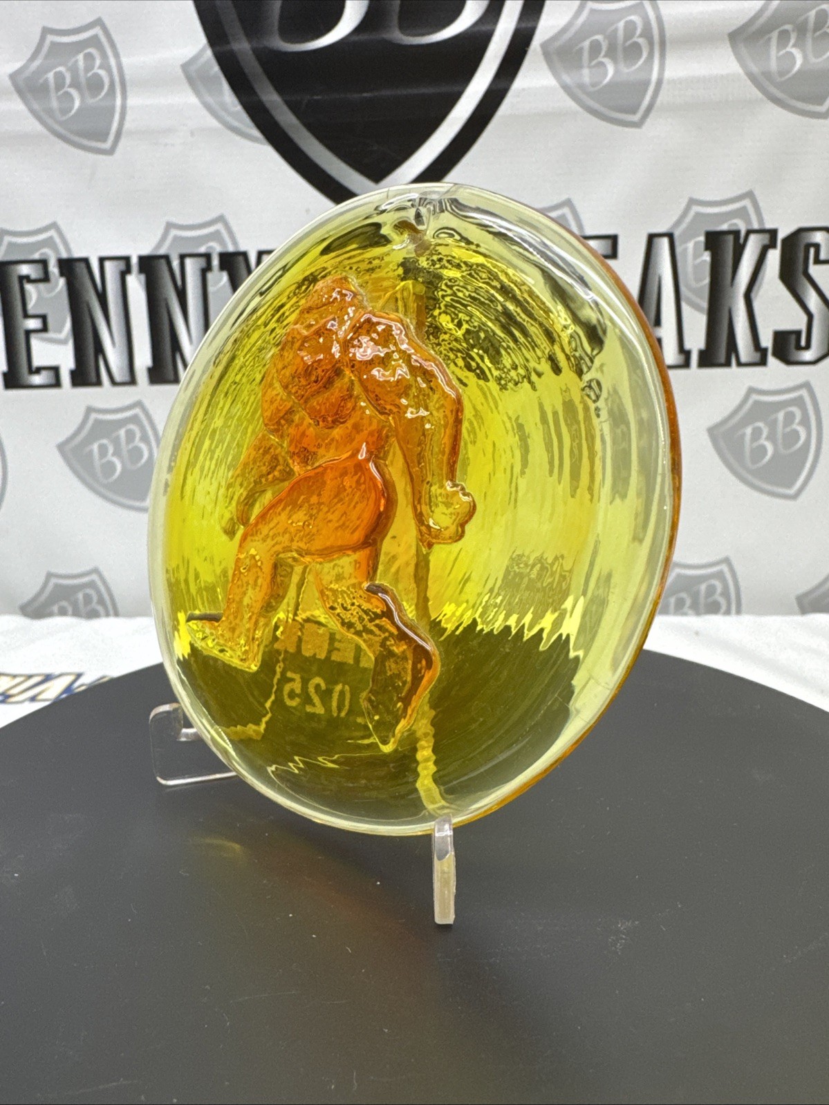 Blenko Glass Suncatcher - Bigfoot - Tangerine Cryptid Series 2025