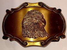 Eagle Head Design Gold Tone Belt Buckle Western Cowboy Vintage Men's