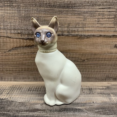 Vintage Avon Siamese Cat Moonwind Cologne Bottle Rhinestone Eyes, Near Full 6”