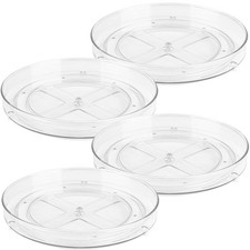 Clear Lazy Susan Turntable Organizer Pack of 4 9 Inch Acrylic Rotating Stor...