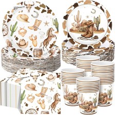 250 Pcs Western Cowboy Party Decorations Wild West Disposable Tableware Set