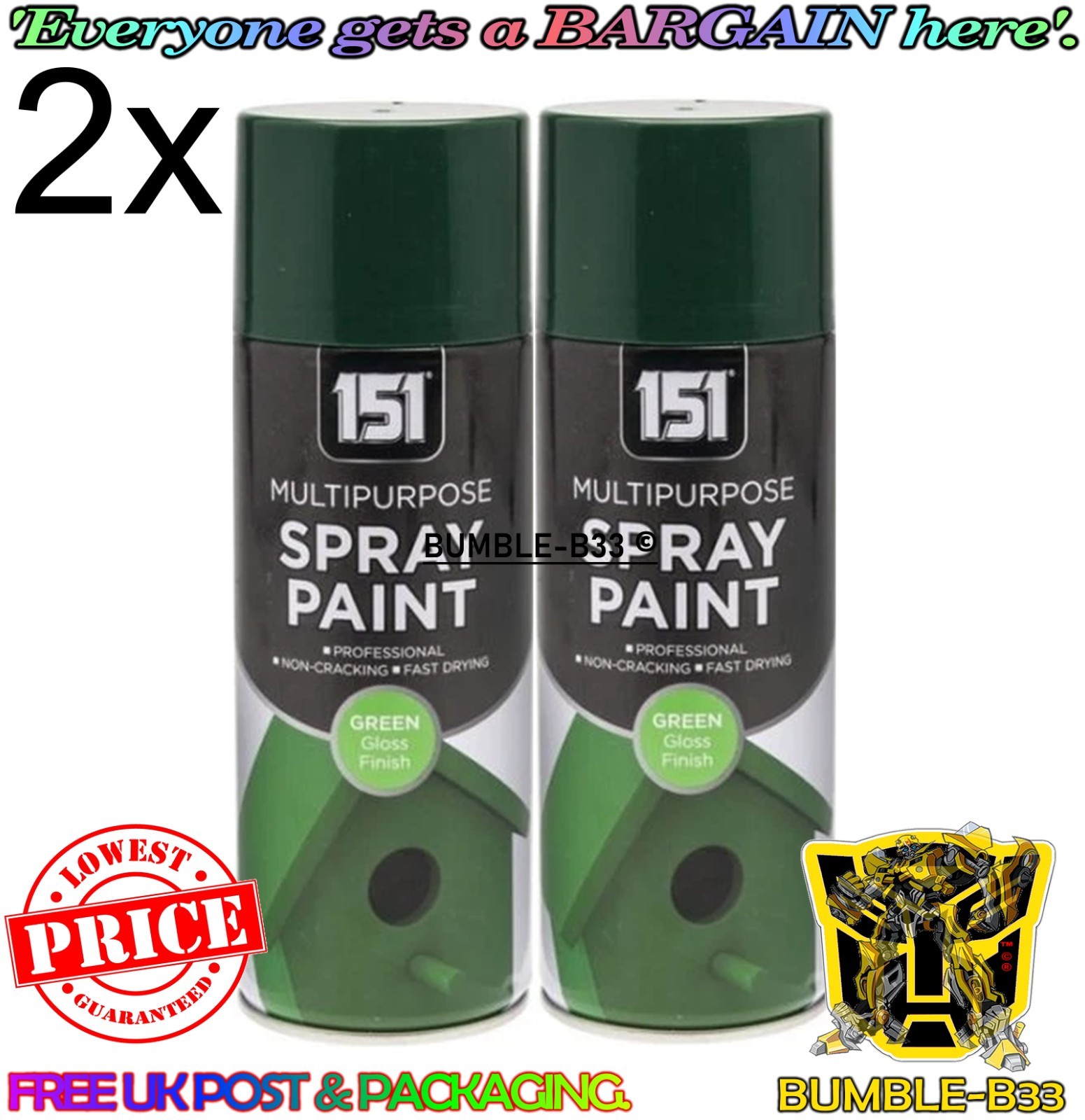 4 X 400 ML Green Gloss Aerosol Paint Spray Cars Wood Metal Walls Graffiti - Image 3
