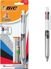 BIC 4-Color 3+1 Ballpoint Pen and Pencil, Medium Point (1.0 mm), 0.7mm Lead