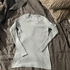 Athleta Lincoln Park Glacial Blue Ribbed Pullover Sweater