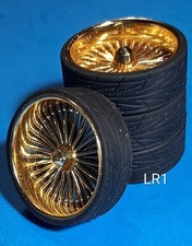 Lowrider Gold 26 Dayton Wire Wheels Bullet Knock Offs - Model Car Kit Parts Lot Lowrider Gold 26 Dayton Wire Wheels Bullet Knock Offs - Model Car Kit Parts Lot