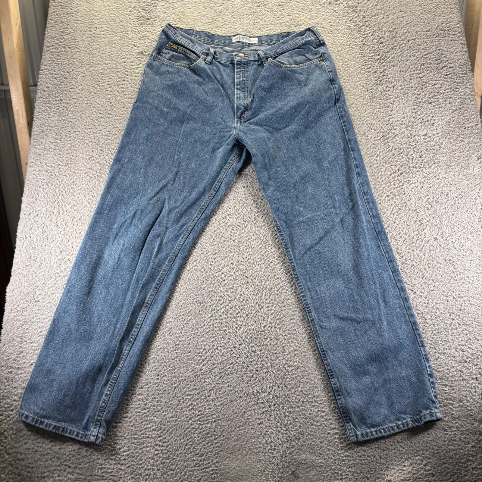 S 40x34 Blue Medium Wash Cotton Relaxed Fit Denim Workwear