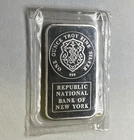 Johnson Matthey #025585 Republic National Bank of New York 1 oz Silver Bar .999