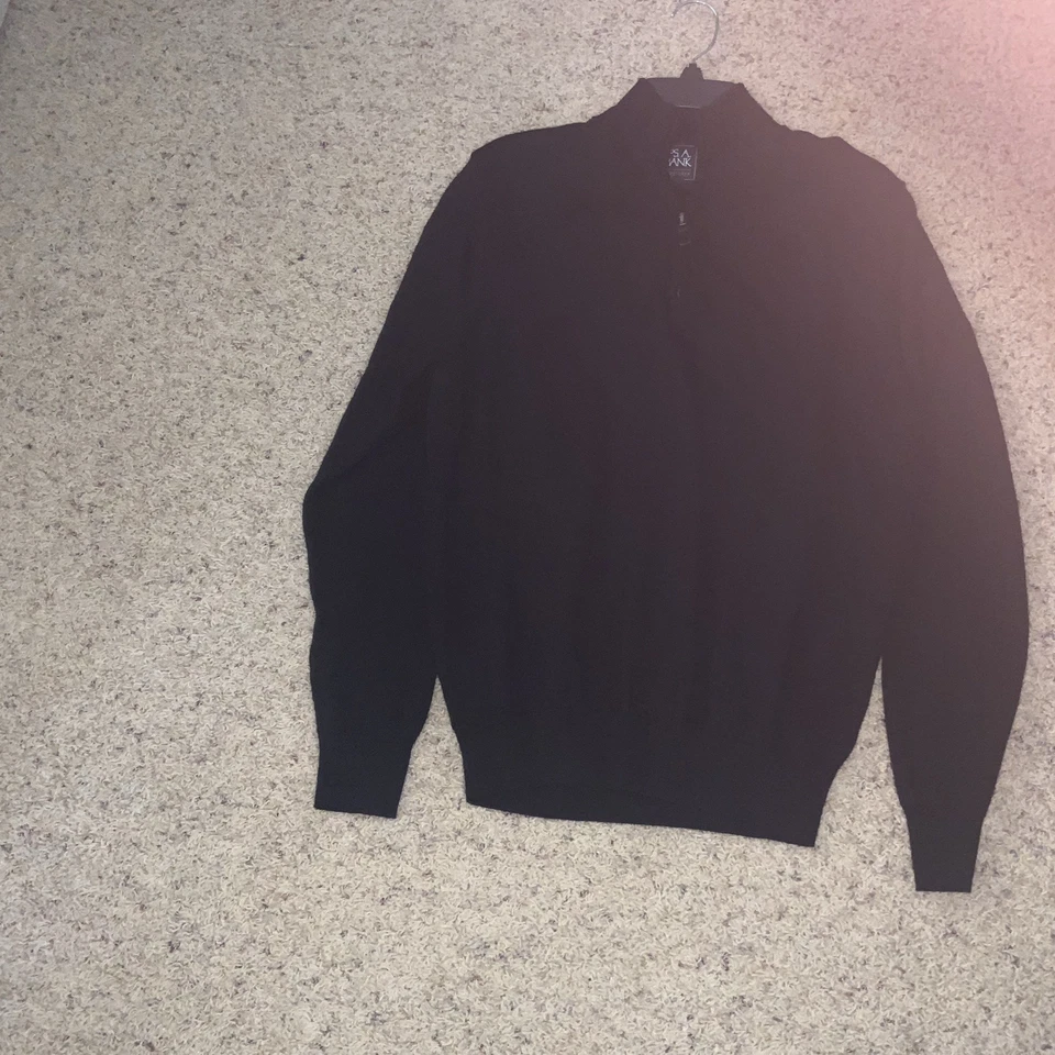 JOS. A. BANK Black 100% Merino Wool 1/2 Zip Sweater Size M - Image 2 of 4
