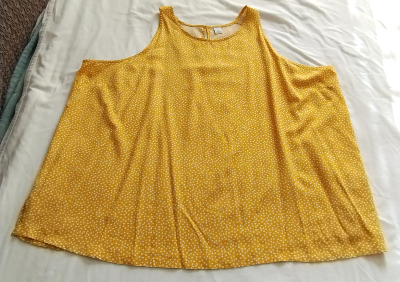 OLD NAVY Sleeveless Yellow & White POLKA DOT Scoop Neck TANK Blouse Sz 2XL