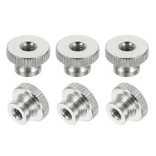6Pcs Knurled Thumb Nuts, M5x10mm Carbon Steel Nut Iron Round Knobs Silver