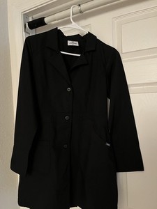 Adar Women’s Black XS Solid Medical Scrub Top Jacket Button Front