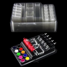 25PCS Disposable Tattoo Cartridge Needle Tray Plastic Ink Cup Clear 