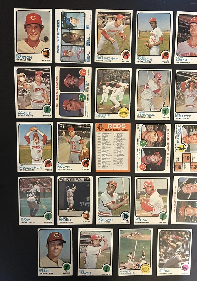 Juego de 34 Pete Rose 1973 Topps Cincinnati Reds Team Foster Pérez Foto 2 de 3