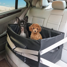 Dog Booster Seat for 2 Small/Medium Dogs, Dog Car Seat with 2 Safety Belt, Upgra