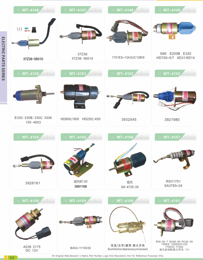 897209-1152 24V Shut off Solenoid For Hitachi MV2-40 EX4U EX40U
