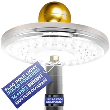 Ultra Bright Solar Powered Flag Pole Light | 100% Coverage with 48 LEDs | 14-...