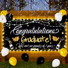 90shine Graduation Decorations Class of 2025 - Lighted Large Congrats Black 