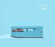 European retro Bluetooth speaker, small vinyl record player BT304 light blue.
