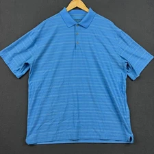 Nike Golf Dri-FIT Polo Shirt Mens XL Blue Striped Athletic Casual