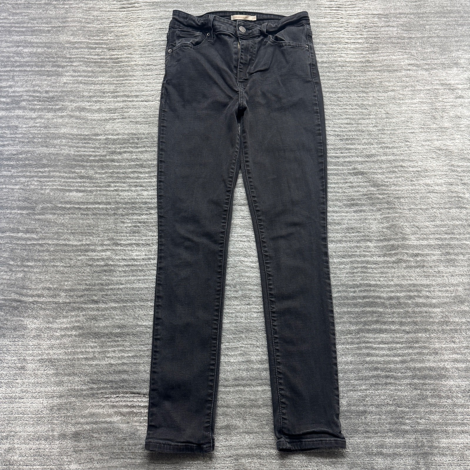 Levi's 721 Jeans Size 29 Womens High Rise Skinny Dark Wash Black Denim