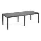 2.2m Black Rectangular Garden Dining Table Outdoor Patio Furniture Rattan Look