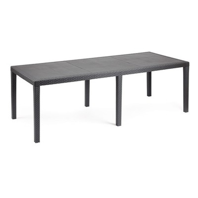  2,2m Schwarz Rechteckig Garten Esstisch Outdoor Terrasse Möbel Rattan Optik