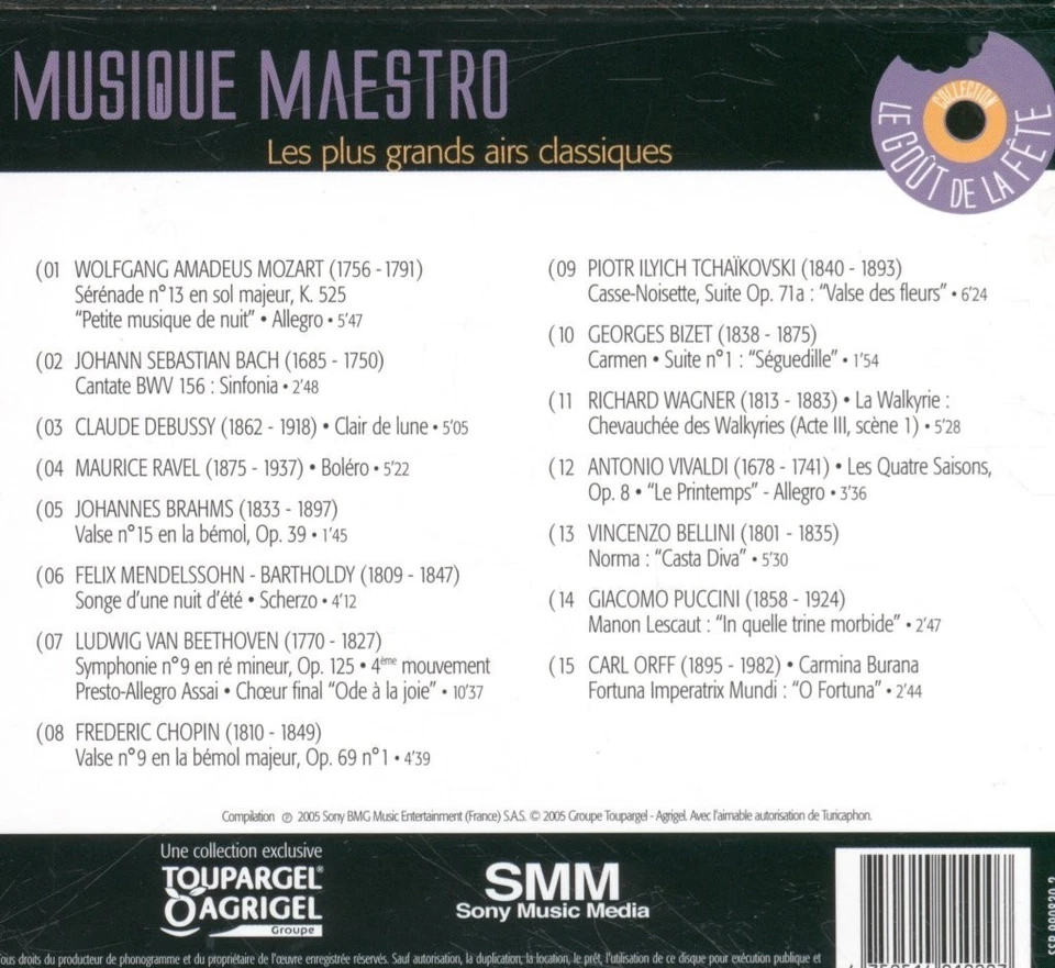 SSP9908302 Various Artists Musique Maestro: Les Plus Grands Airs Classiques CD - Bild 2 von 3