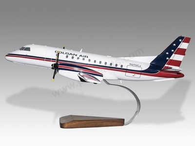 Saab 340 Colgan Air Solid Mahogany Wood Handmade Desktop Airplane Model