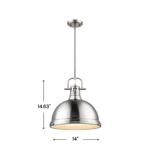 Duncan 1 Light 14 inch Chrome Pendant Ceiling Light, 14", 3604-L CH-SF - Picture 9 of 9