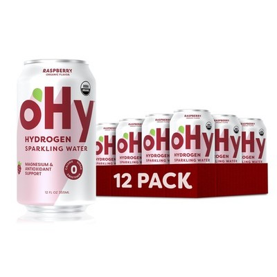 Hydrogen Sparkling Water, Raspberry, Magnesium Infused, 12oz - Smooth Hydration