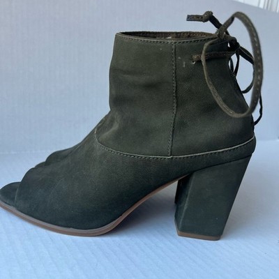 Seychelles Women s Triple Threat Open Toe Booties in Olive ~ Size 8 & 1/2