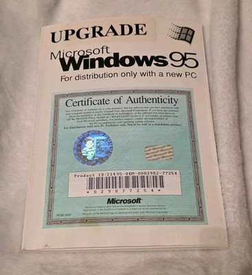 Vintage Microsoft Windows 95 Upgrade OEM Booklet with COA & Product Key