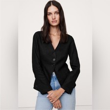 NWT BANANA REPUBLIC BLACK LINEN BLAZER TOP - SIZE 6 713531