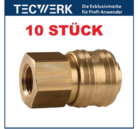 "10 StüCk Tecwerk Druckluft Messing Schnellverschlusskupplung 1/2\" Ig Dn 7,2"