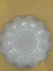 10” Heavy Milk Glass Deviled Egg Plate With Gold Trim. Vintage