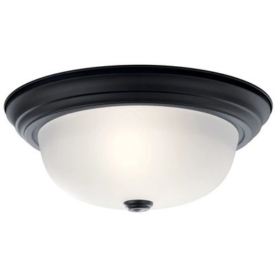 Kichler 8112BK 2-Light Flush Mount Ceiling Light   Black, Satin Etched Glass