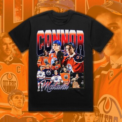 Vintage 90s Style Connor Mcdavid Hockey Team Edmonton Oilers T Shirt Reprint