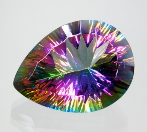 Topaze Mystique Arc-en-Ciel Naturelle 19,80 Ct - Coupe Concave En Poire | IGL Certifié