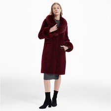 Teddy Wool Coat With Fox Fur Trim And Cuff, Winter Coat