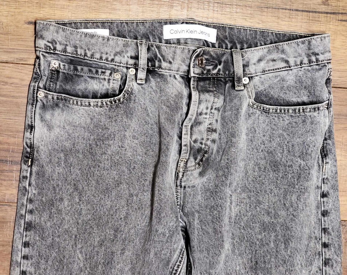 MINEDENIM×CDL Grunge Slim Straight W31 Calvin Klein Men's 31x32 Slim Straight Grey & Black Jeans Acid