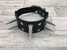 Punk Goth Bracelet Unisex Black Leather Spike Rivet Metal Stud Wristband B8321