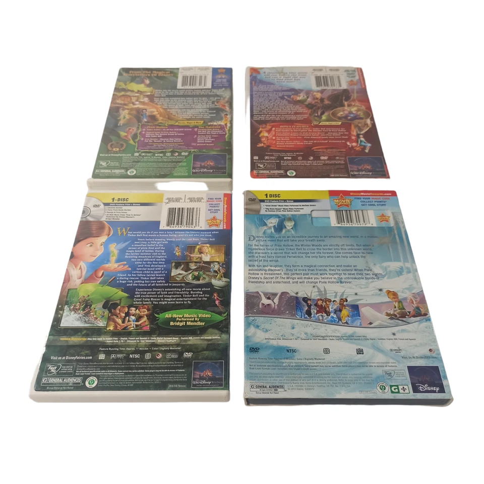 Tinker Bell (4) DVD Paquete Lote Niños Animación Hadas Fantasía Aventura Foto 4 de 4